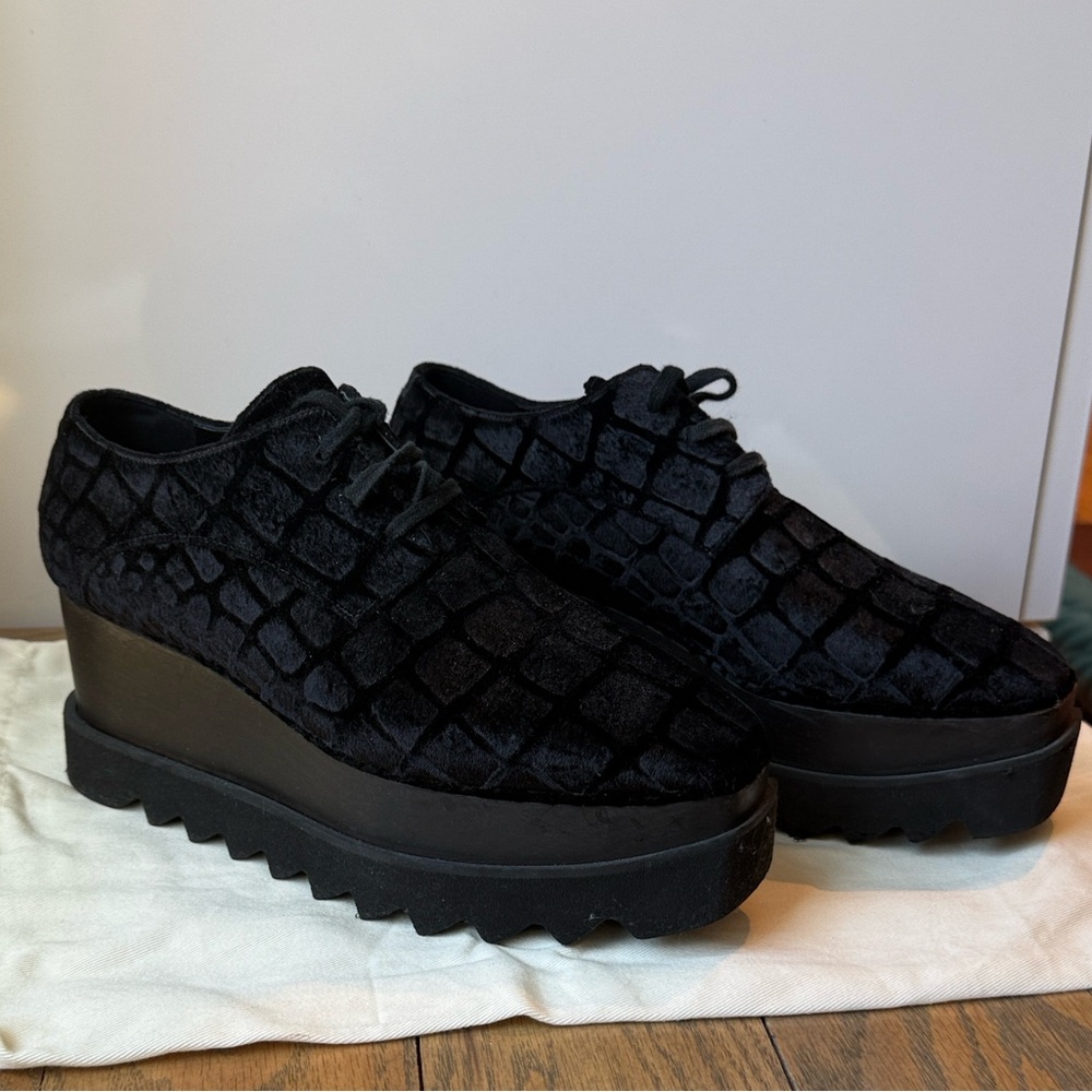 Stella McCartney Black Elyse Derby Platform Shoes